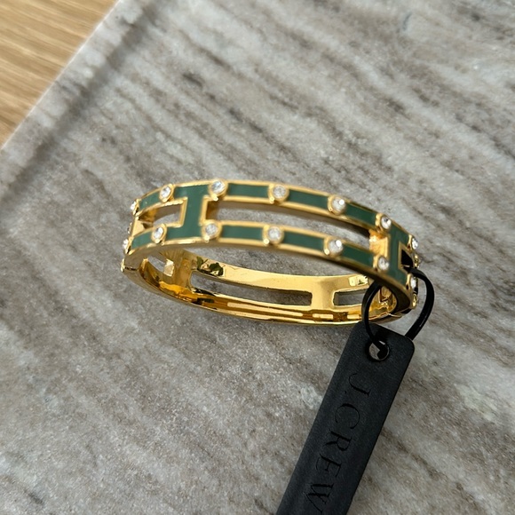 J.Crew Bracelet in Gold and green enamel with rhinestones - Picture 1 of 2